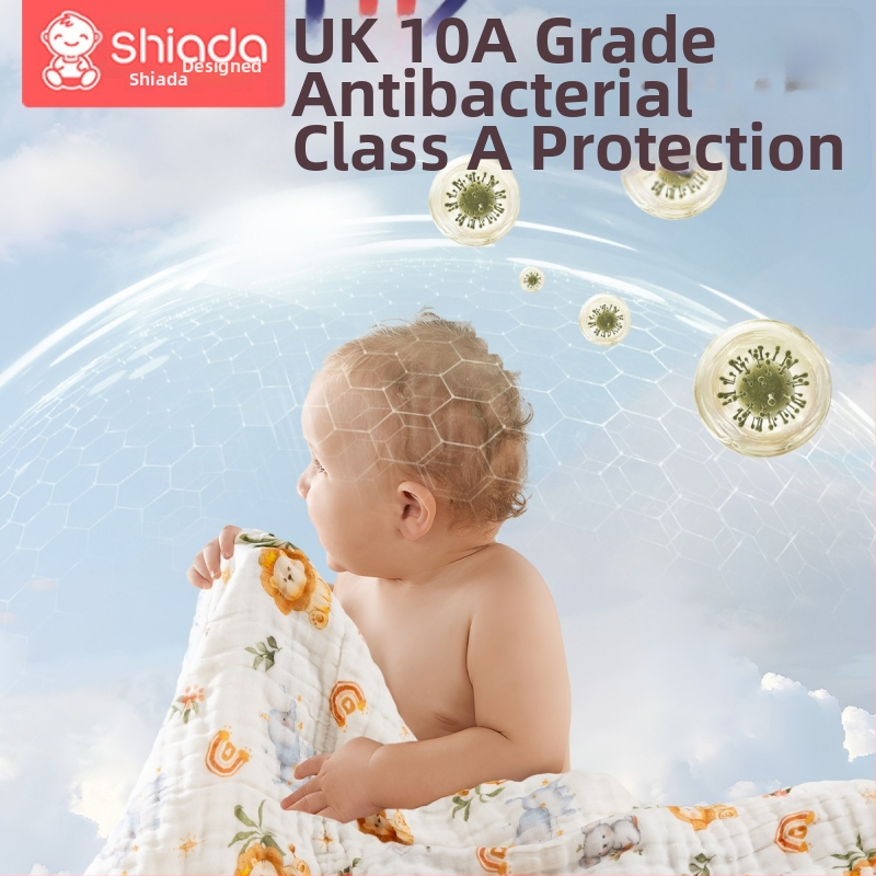 Prosop de baie pentru bebeluși din tifon — 100% bumbac, 350 g, fir pieptănat, Shinando