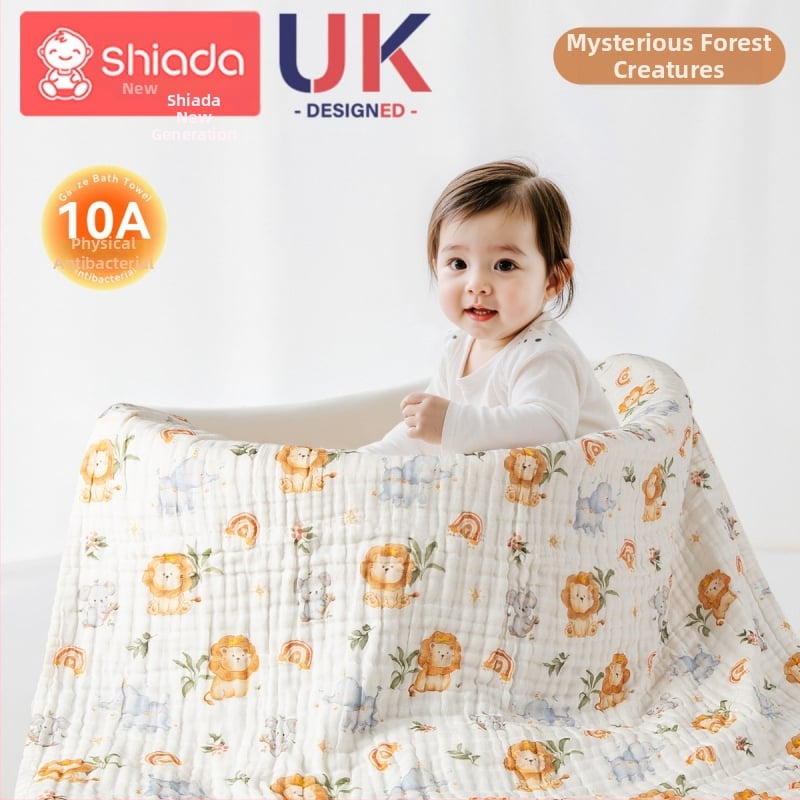 Prosop de baie pentru bebeluși din tifon — 100% bumbac, 350 g, fir pieptănat, Shinando