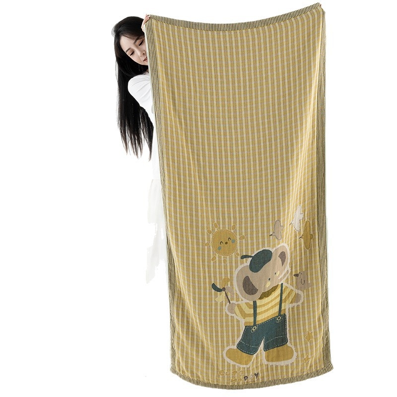 Pamuk ručnik za kupanje, jacquard uzorak s crtić dizajnom, četiri sloja gaze, vlakna 32s, težina 300–400 g