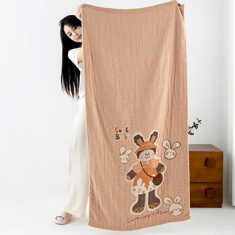 Pamuk ručnik za kupanje, jacquard uzorak s crtić dizajnom, četiri sloja gaze, vlakna 32s, težina 300–400 g