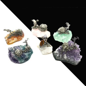 Cluster natural de ametist pentru decor casnic - stil nordic modern minimalist, sculptură manuală, gravură, placare electrolitică, turnare