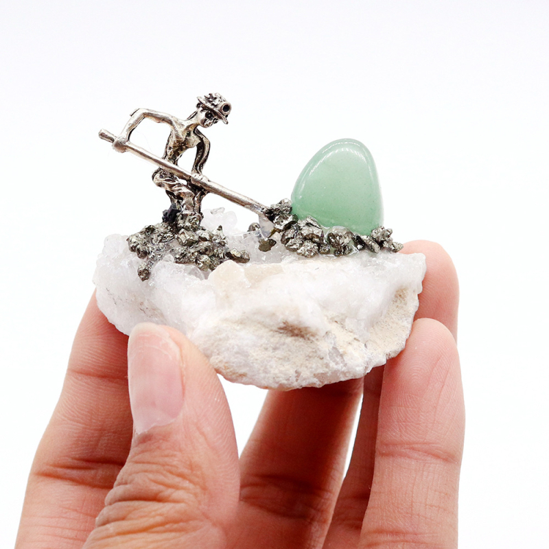 Cluster natural de ametist pentru decor casnic - stil nordic modern minimalist, sculptură manuală, gravură, placare electrolitică, turnare