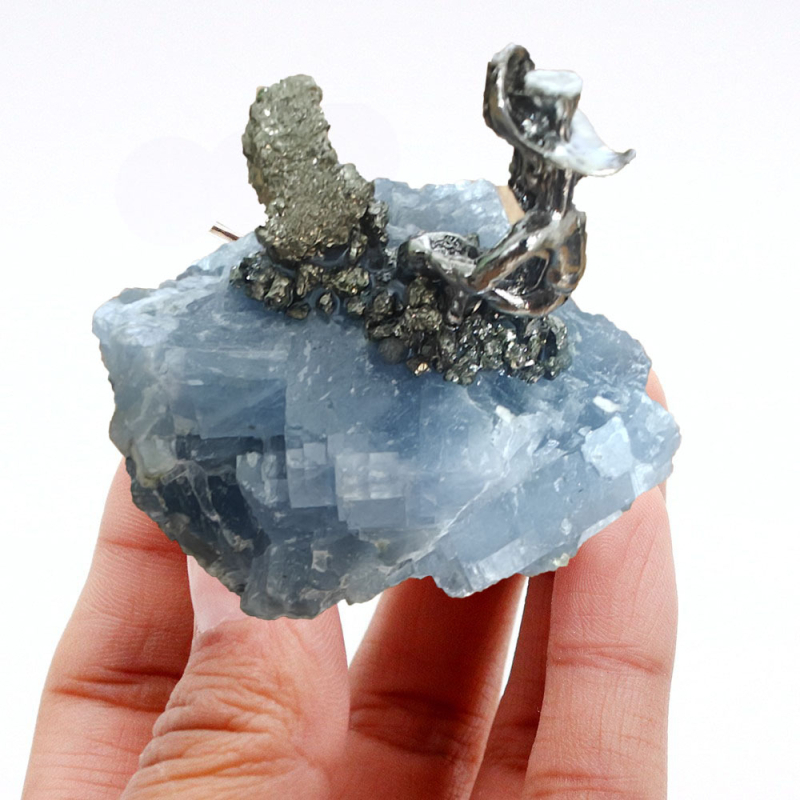 Cluster natural de ametist pentru decor casnic - stil nordic modern minimalist, sculptură manuală, gravură, placare electrolitică, turnare