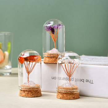 Krištolo pinigų medis – šiurkštūs kristalai, šiuolaikinis minimalistinis stilius, tinkamas dovanai, kartoninė pakuotė