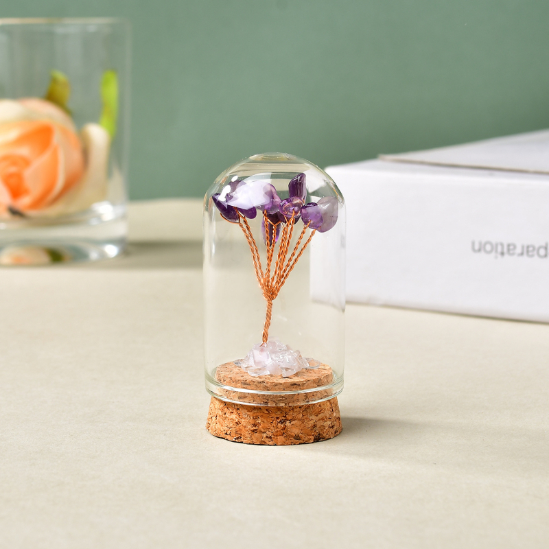 Krištolo pinigų medis – šiurkštūs kristalai, šiuolaikinis minimalistinis stilius, tinkamas dovanai, kartoninė pakuotė