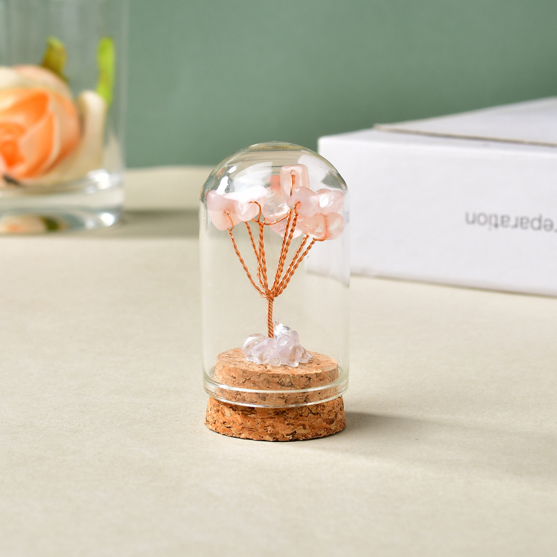 Krištolo pinigų medis – šiurkštūs kristalai, šiuolaikinis minimalistinis stilius, tinkamas dovanai, kartoninė pakuotė