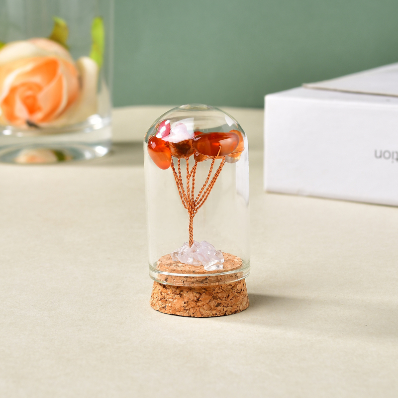 Krištolo pinigų medis – šiurkštūs kristalai, šiuolaikinis minimalistinis stilius, tinkamas dovanai, kartoninė pakuotė