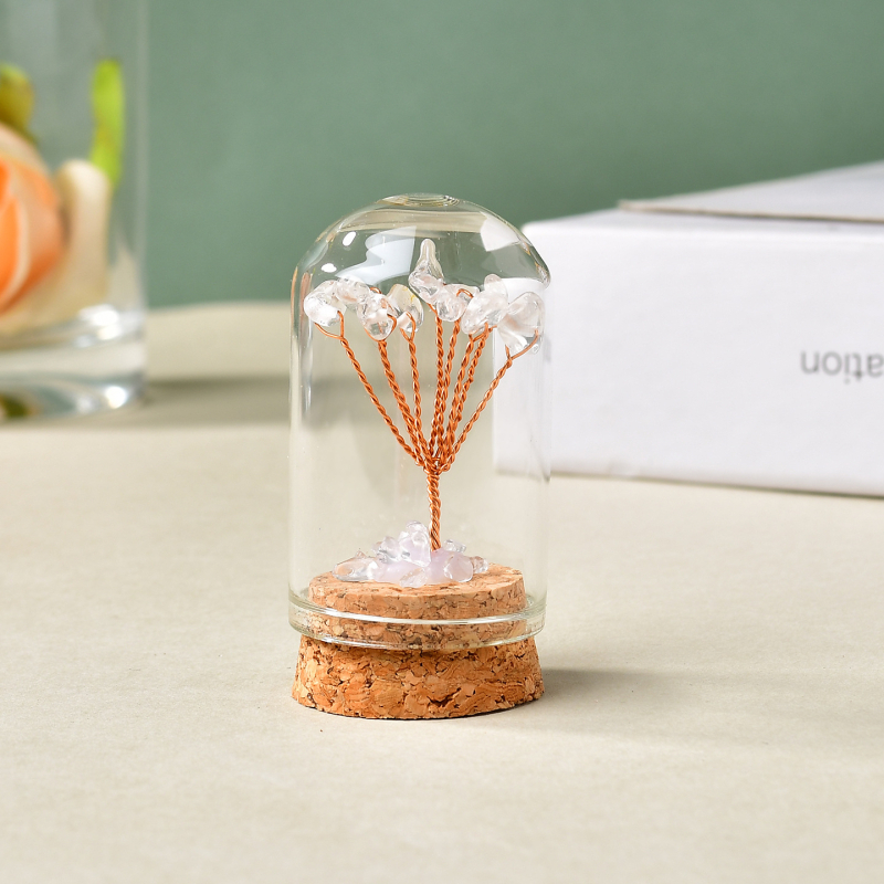 Krištolo pinigų medis – šiurkštūs kristalai, šiuolaikinis minimalistinis stilius, tinkamas dovanai, kartoninė pakuotė