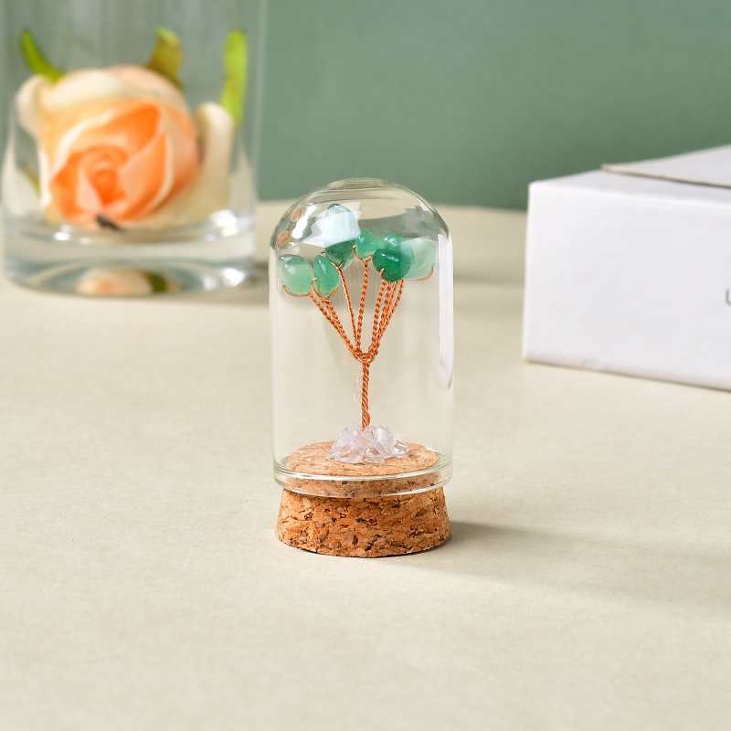 Krištolo pinigų medis – šiurkštūs kristalai, šiuolaikinis minimalistinis stilius, tinkamas dovanai, kartoninė pakuotė