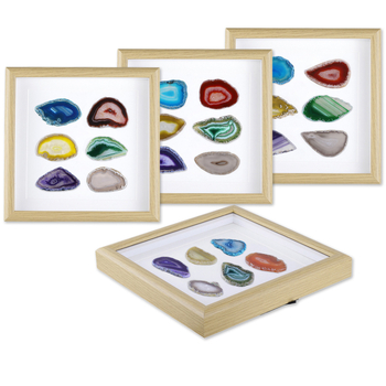 Natūralus agato lakštas rėmo ornamentas — neformuotas natūralus akmuo, išpjautas ir poliruotas, modernus minimalistinis stilius