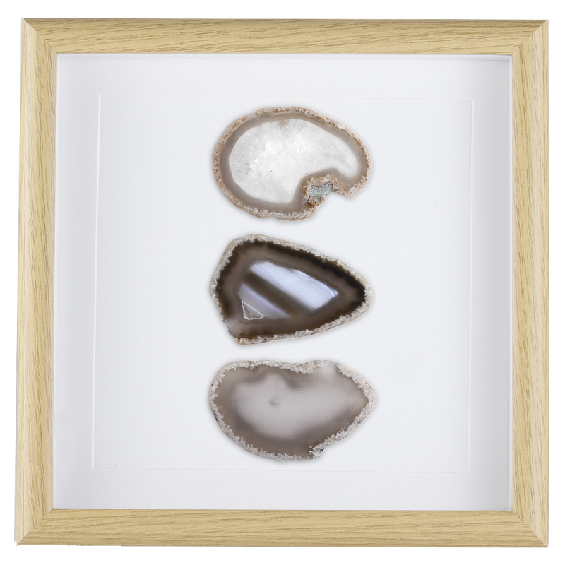 Natūralus agato lakštas rėmo ornamentas — neformuotas natūralus akmuo, išpjautas ir poliruotas, modernus minimalistinis stilius