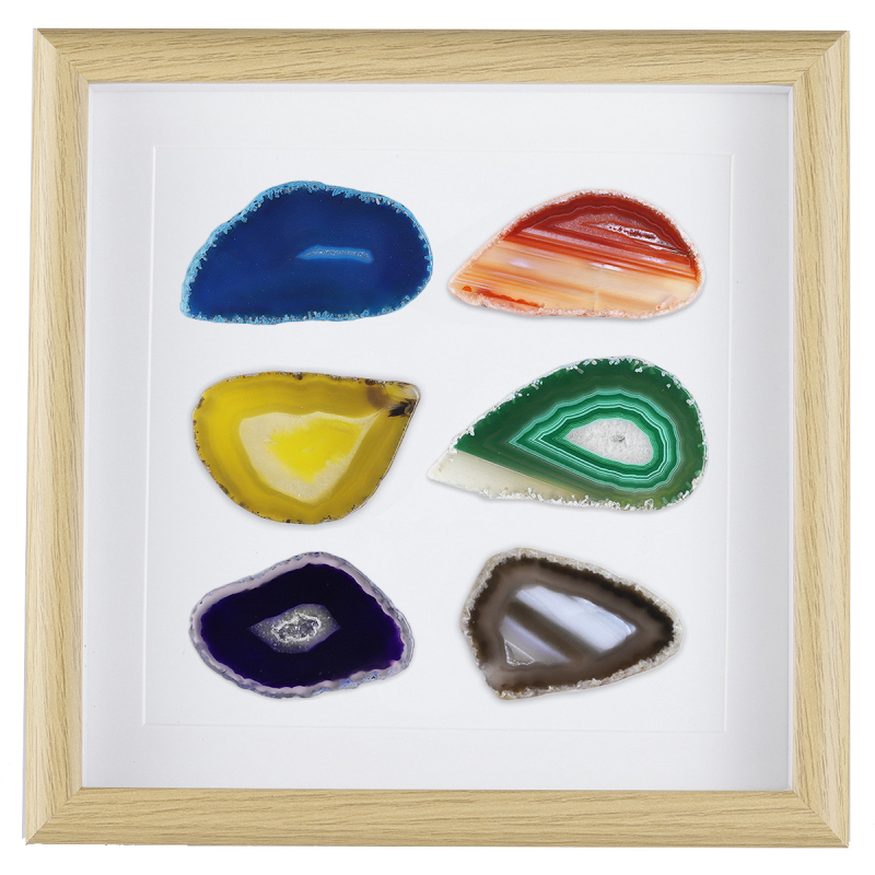 Natūralus agato lakštas rėmo ornamentas — neformuotas natūralus akmuo, išpjautas ir poliruotas, modernus minimalistinis stilius