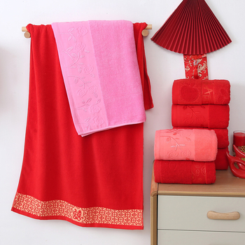 Kupaonski ručnik od pamuka, mekan i upijajući, poklon-set u kutiji za vjenčanje, 300–400 g, jacquard, 32s pređa, upijanje 11–15 s, prilagodljiva obrada