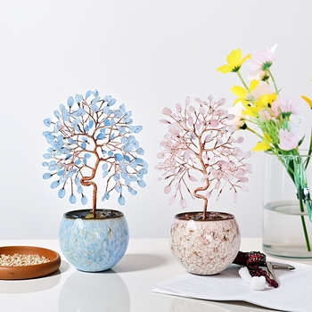 Muniro ametisto kristalas – geometrinis Fengšui laimės medis, šiuolaikiškas paprastas namų dekoras