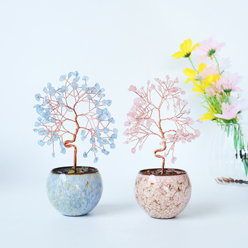 Muniro ametisto kristalas – geometrinis Fengšui laimės medis, šiuolaikiškas paprastas namų dekoras