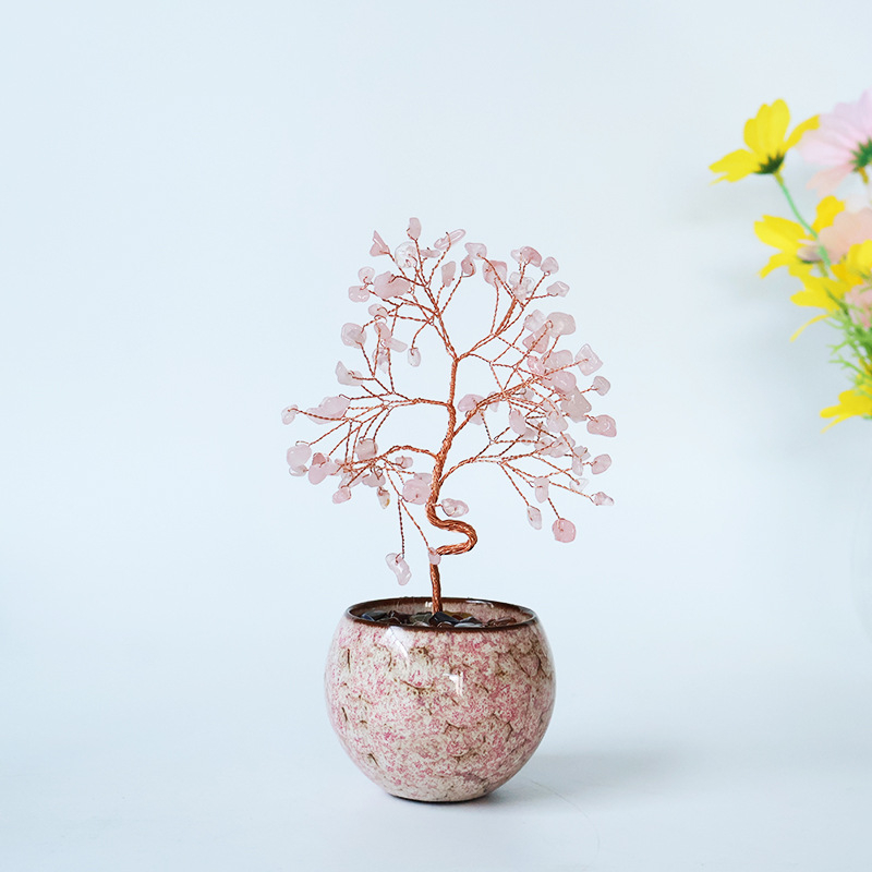 Muniro ametisto kristalas – geometrinis Fengšui laimės medis, šiuolaikiškas paprastas namų dekoras