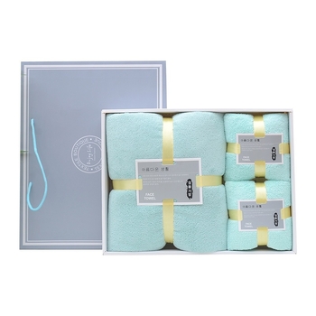 Set prosoape Coral fleece într-o cutie cadou, trei piese, 600 g în total, țesătură simplă, brocart poliester