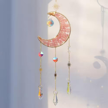 Gyvybės medis iš krištolo – pakabukas su saulės gaudyklė ir vėjo varpeliu, kinų stilius, prekės ženklas East China Sea Crystal, atskirai supakuotas