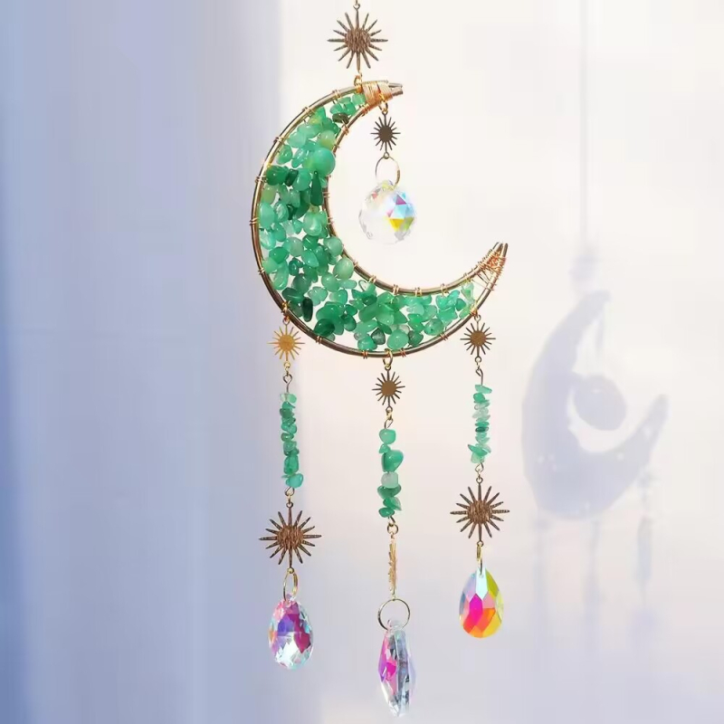 Gyvybės medis iš krištolo – pakabukas su saulės gaudyklė ir vėjo varpeliu, kinų stilius, prekės ženklas East China Sea Crystal, atskirai supakuotas