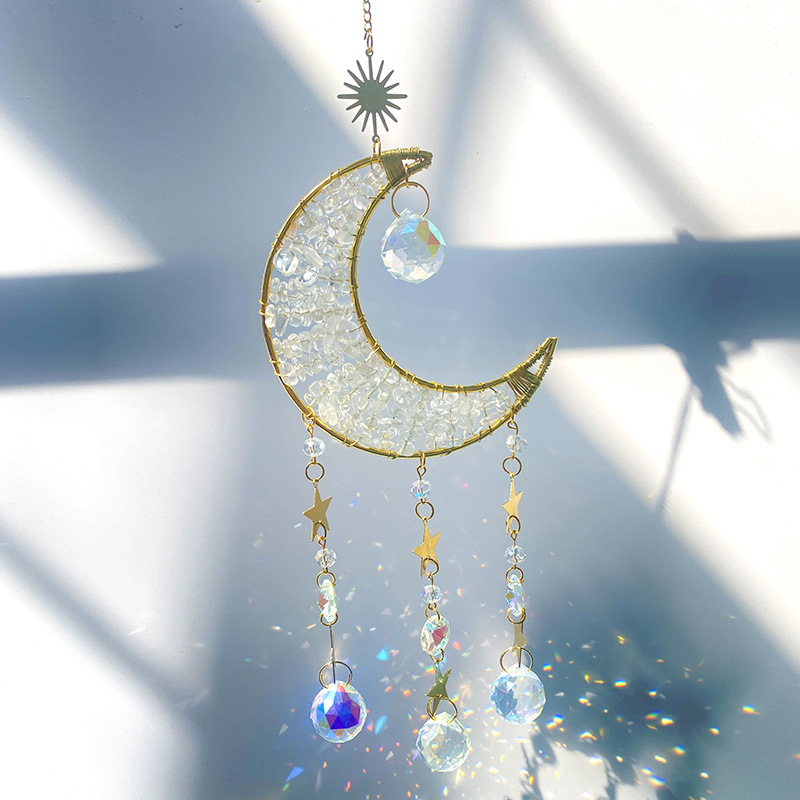 Gyvybės medis iš krištolo – pakabukas su saulės gaudyklė ir vėjo varpeliu, kinų stilius, prekės ženklas East China Sea Crystal, atskirai supakuotas