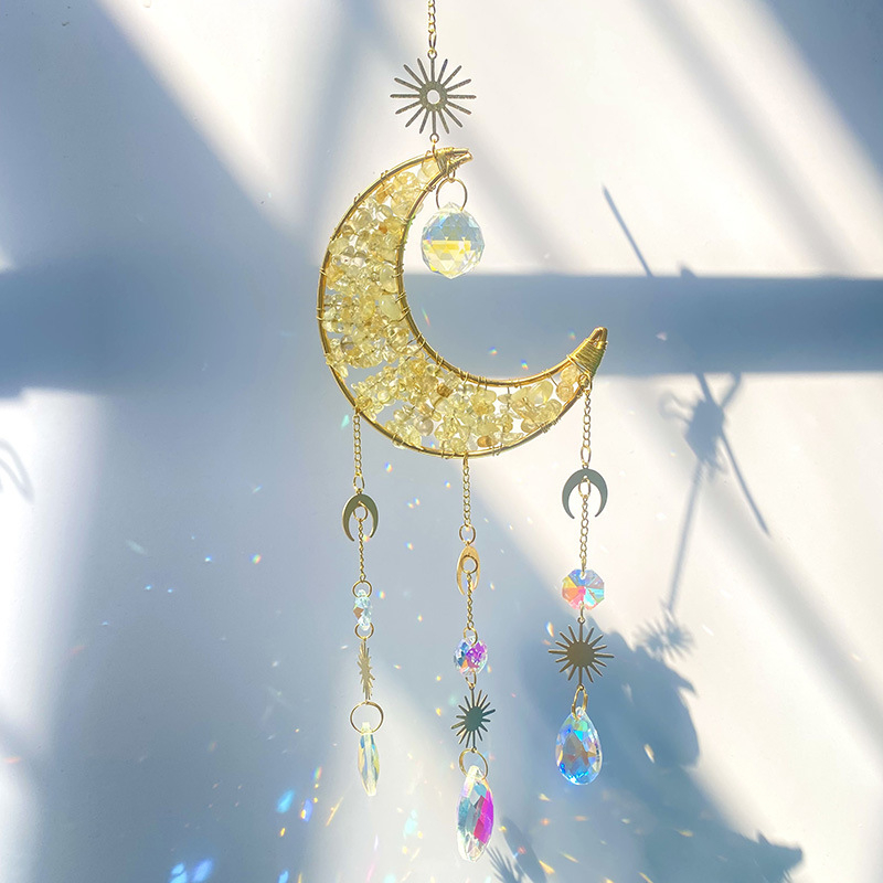 Gyvybės medis iš krištolo – pakabukas su saulės gaudyklė ir vėjo varpeliu, kinų stilius, prekės ženklas East China Sea Crystal, atskirai supakuotas