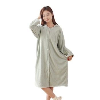 Halat de baie cu glugă, lung, unisex, din microfibră de poliester, absorbant la apă și cu uscare rapidă, pentru iarnă