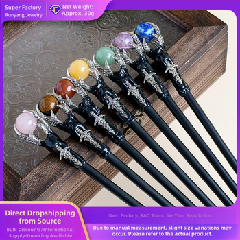 Drakono nagų lazdelė su krištolo rutuliu — neapdorotas akmuo, Runyangshi, krištolo rutulio kategorija, PP maišelis pakuotė, šiuolaikinis minimalistinis stilius