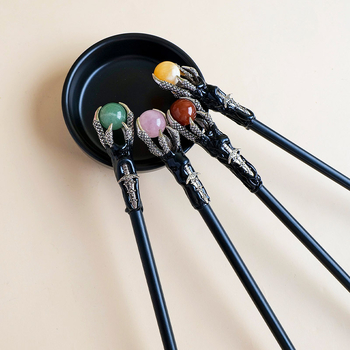 Drakono nagų lazdelė su krištolo rutuliu — neapdorotas akmuo, Runyangshi, krištolo rutulio kategorija, PP maišelis pakuotė, šiuolaikinis minimalistinis stilius