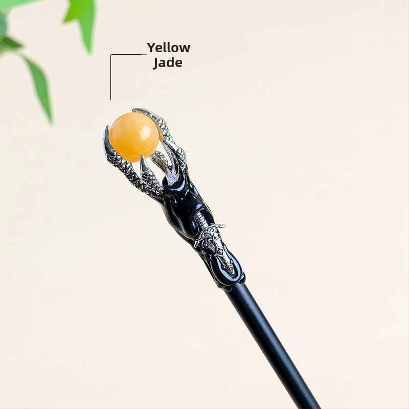 Drakono nagų lazdelė su krištolo rutuliu — neapdorotas akmuo, Runyangshi, krištolo rutulio kategorija, PP maišelis pakuotė, šiuolaikinis minimalistinis stilius