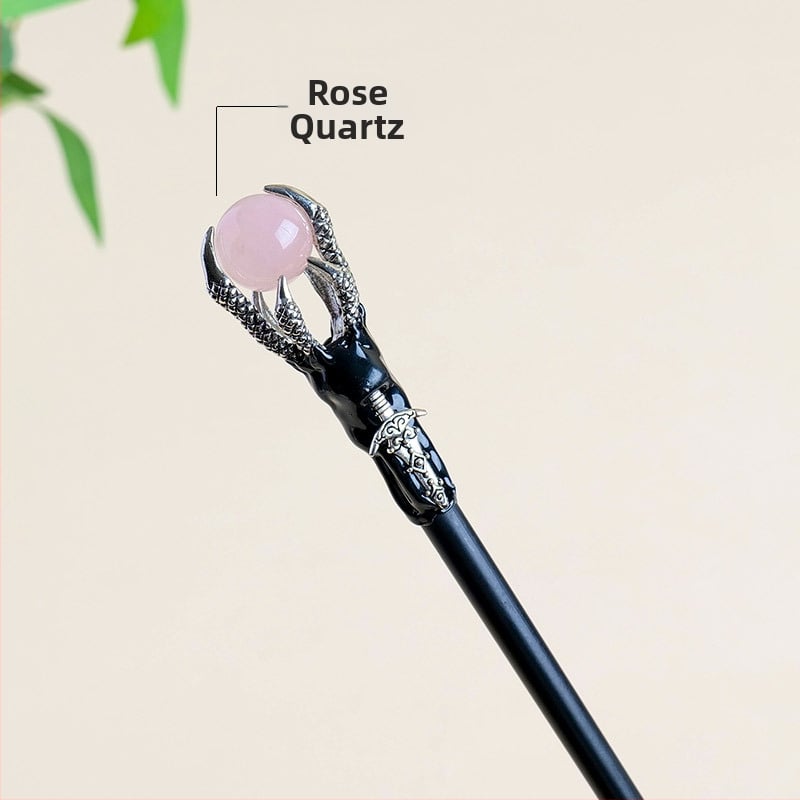 Drakono nagų lazdelė su krištolo rutuliu — neapdorotas akmuo, Runyangshi, krištolo rutulio kategorija, PP maišelis pakuotė, šiuolaikinis minimalistinis stilius