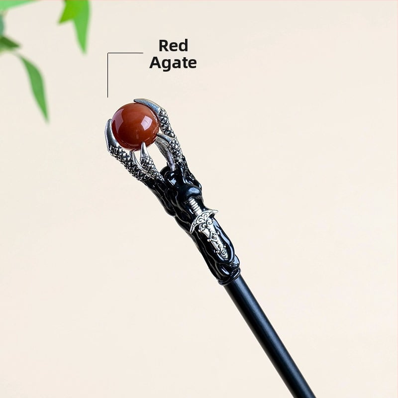 Drakono nagų lazdelė su krištolo rutuliu — neapdorotas akmuo, Runyangshi, krištolo rutulio kategorija, PP maišelis pakuotė, šiuolaikinis minimalistinis stilius