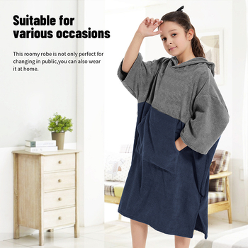 Dječji brzi sušeni plažni kimono s kapuljom i krpom za presvlačenje, mikrovlakno, 150D, >500 g, 80% poliester / 20% najlon, šivanje