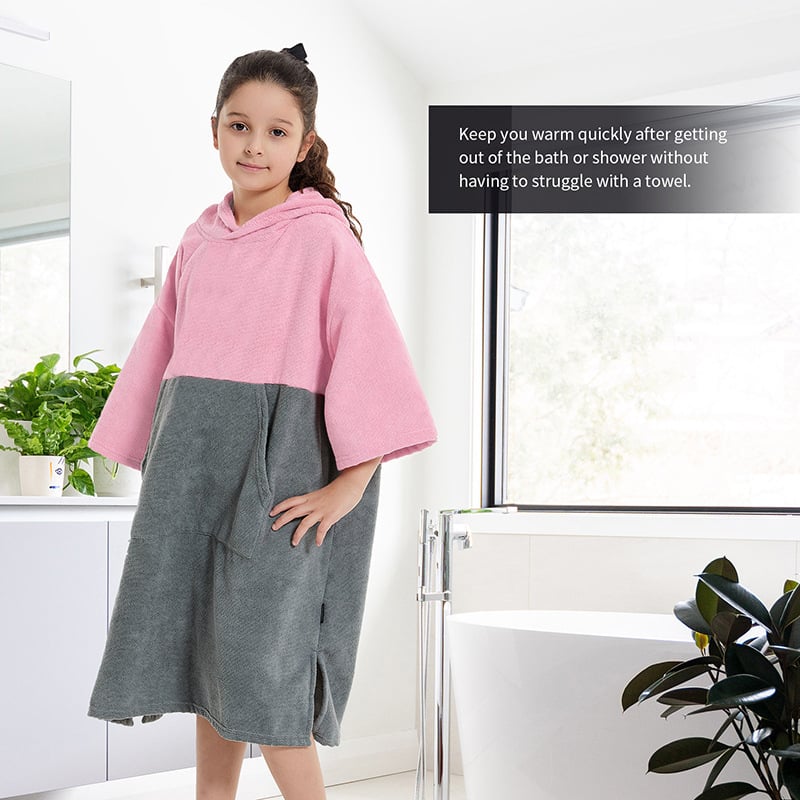 Dječji brzi sušeni plažni kimono s kapuljom i krpom za presvlačenje, mikrovlakno, 150D, >500 g, 80% poliester / 20% najlon, šivanje