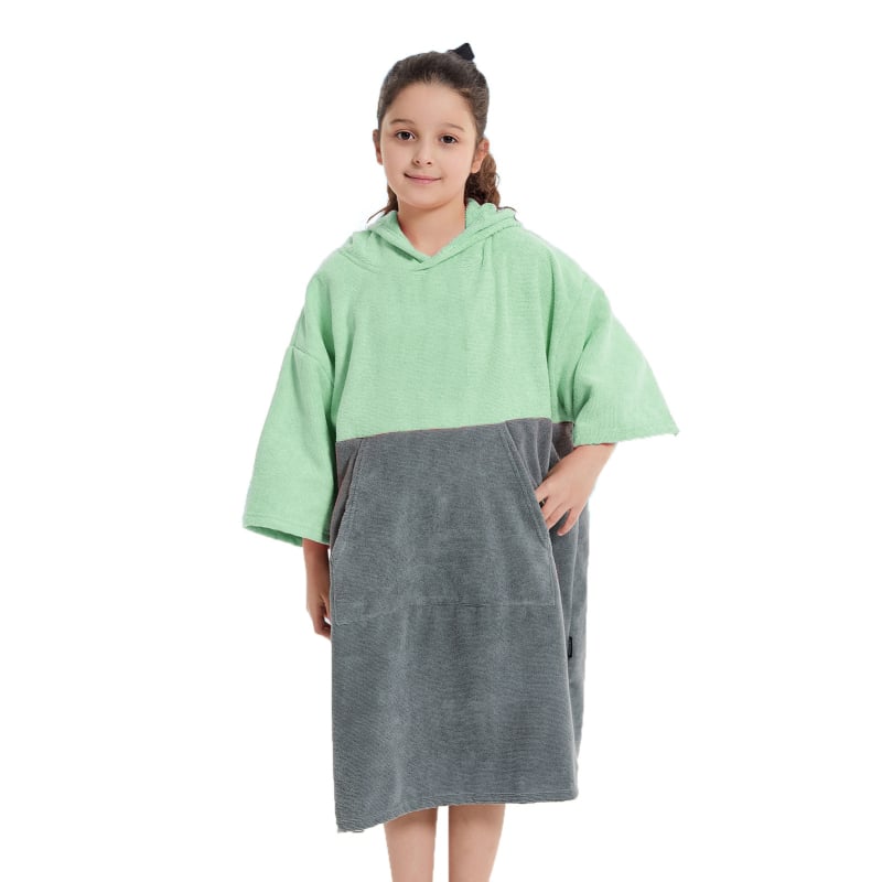 Dječji brzi sušeni plažni kimono s kapuljom i krpom za presvlačenje, mikrovlakno, 150D, >500 g, 80% poliester / 20% najlon, šivanje