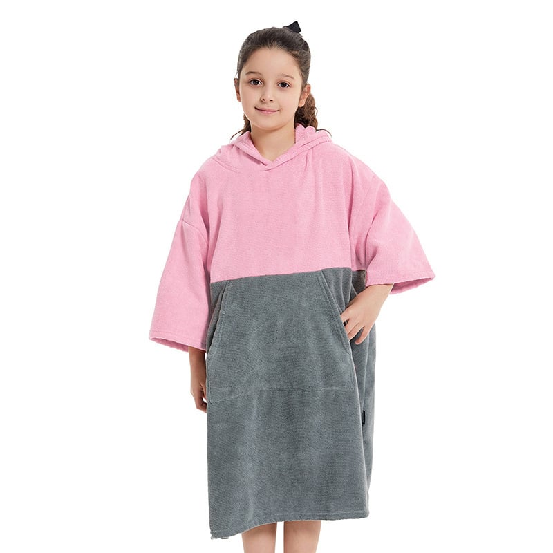 Dječji brzi sušeni plažni kimono s kapuljom i krpom za presvlačenje, mikrovlakno, 150D, >500 g, 80% poliester / 20% najlon, šivanje
