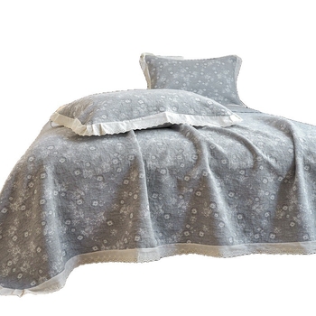 Čipkasti rub ručnik-ćebe od 100% pamuka, tri Jacquard sloja, reactive boje, težina 1.1–1.5 kg, pastoralni stil za proleće i jesen