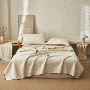 Памучно-ленено одеяло за диван и офис, четирисезонно, едноцветно, леко тегло под 500 г