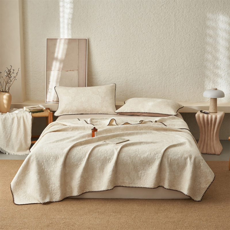 Памучно-ленено одеяло за диван и офис, четирисезонно, едноцветно, леко тегло под 500 г