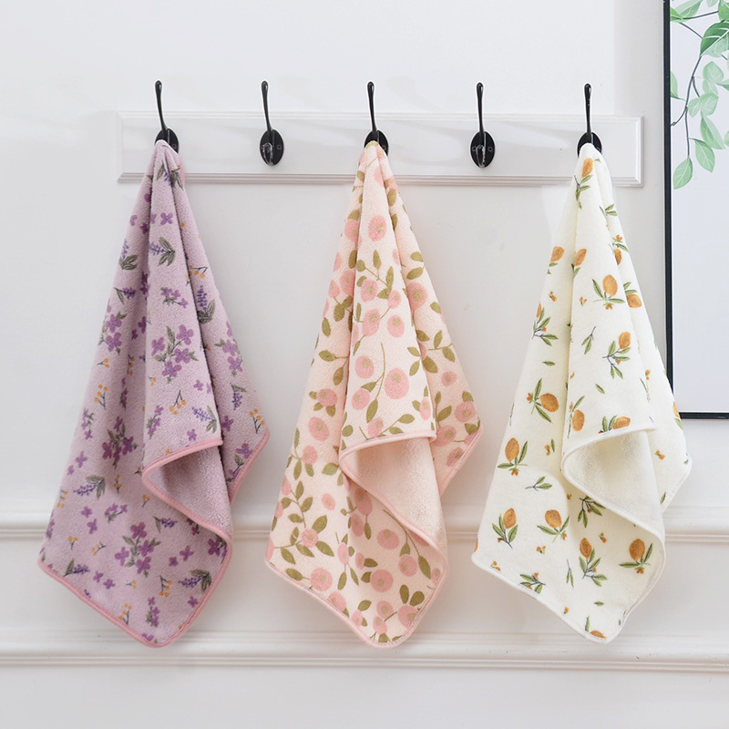 Prosop de baie din fleece coral cu imprimeu floral, 260 g/m², 8 fire, țesătură simplă