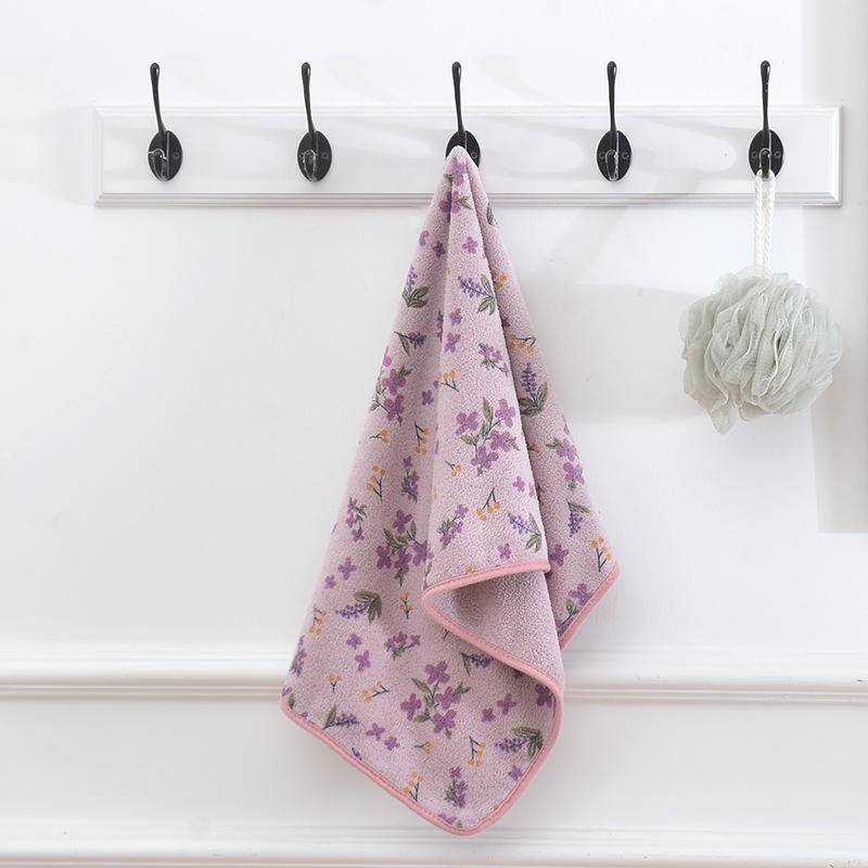 Prosop de baie din fleece coral cu imprimeu floral, 260 g/m², 8 fire, țesătură simplă