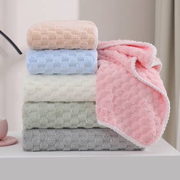 Set prosoape de baie și șapcă de uscare a părului din coral fleece — moale, absorbant, uscare rapidă, 450 g+, țesătură simplă