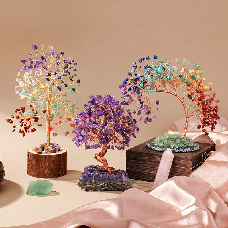 Ametisto kristalo medis, Čakrų ir Gyvenimo medis, Modernus minimalistinis stilius, Pakuotė PP maišelyje