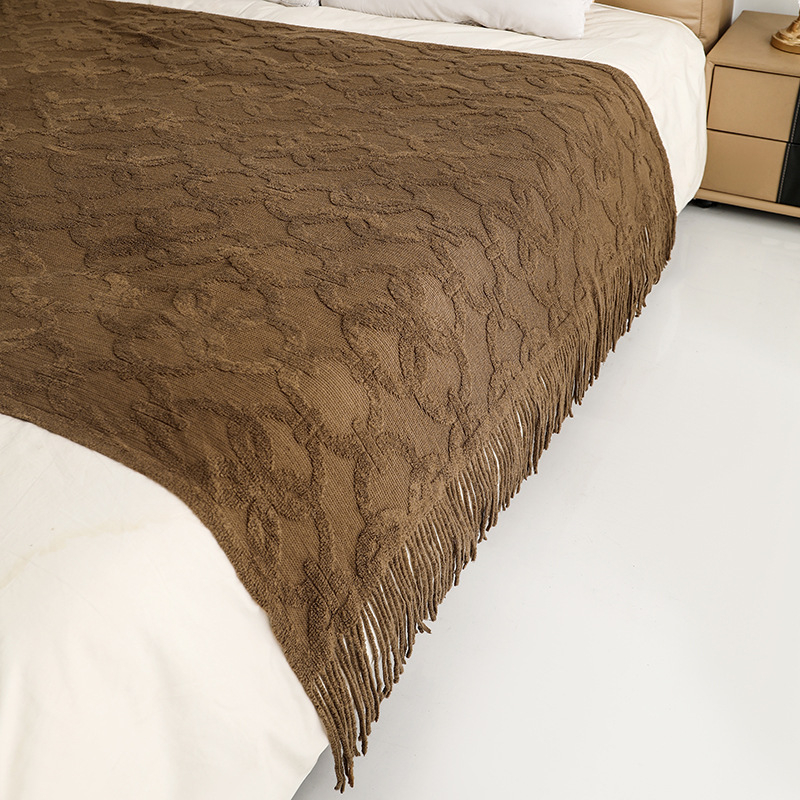 Ćebe za kauč od akrilnih vlakana, geometrijski uzorak, moderan jednostavan stil, pogodno za sve sezone, težina 500–799 g