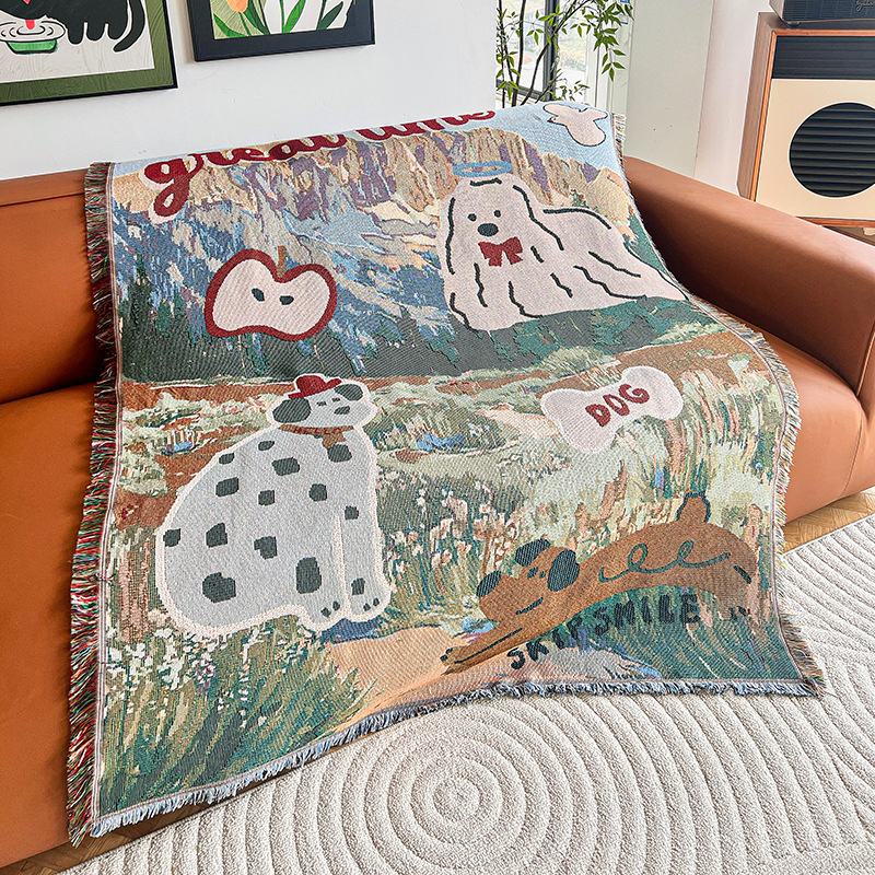 Husă pentru canapea cu ilustrație de desene animate, potrivită pentru canapele secționale, protecție împotriva prafului pentru toate anotimpurile