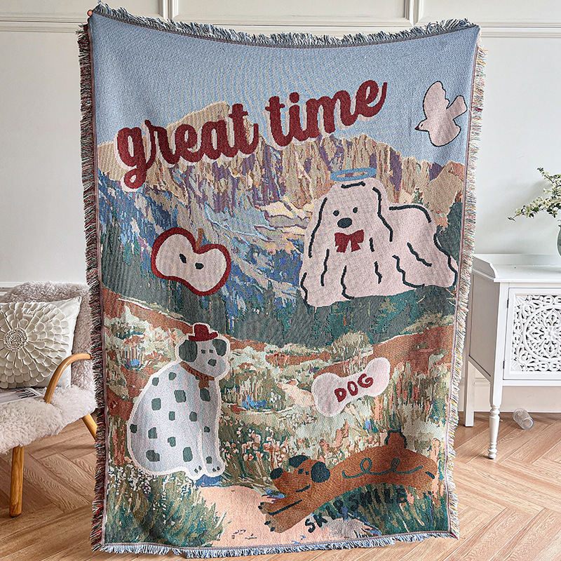 Husă pentru canapea cu ilustrație de desene animate, potrivită pentru canapele secționale, protecție împotriva prafului pentru toate anotimpurile