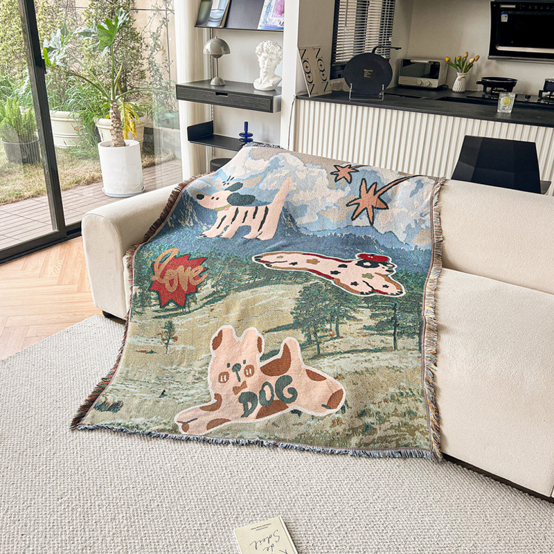 Husă pentru canapea cu ilustrație de desene animate, potrivită pentru canapele secționale, protecție împotriva prafului pentru toate anotimpurile