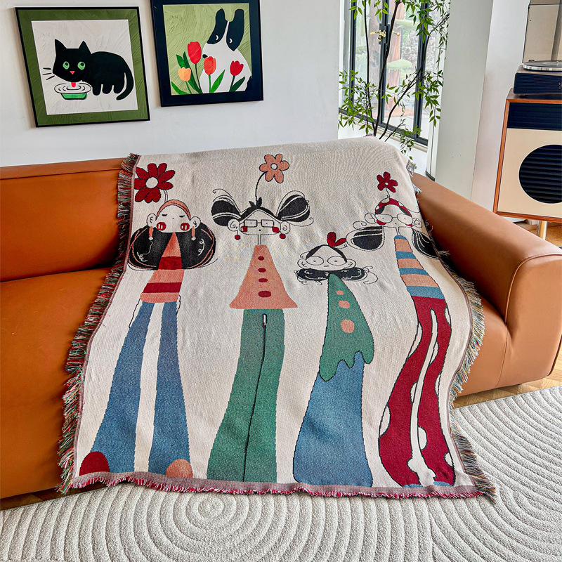 Husă pentru canapea cu ilustrație de desene animate, potrivită pentru canapele secționale, protecție împotriva prafului pentru toate anotimpurile