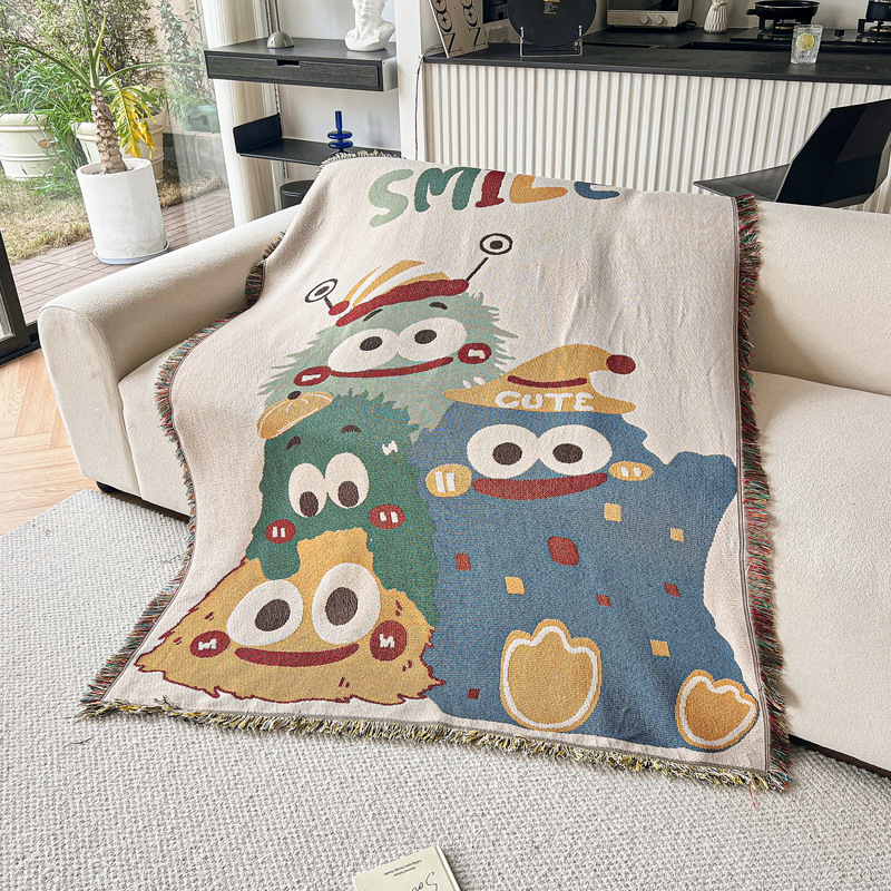 Husă pentru canapea cu ilustrație de desene animate, potrivită pentru canapele secționale, protecție împotriva prafului pentru toate anotimpurile