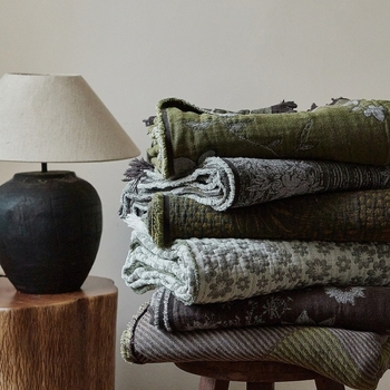 Pamuk džakard deka za bacanje – uzorak biljaka i cvijeća, lagane težine ispod 300 g, deka od niti