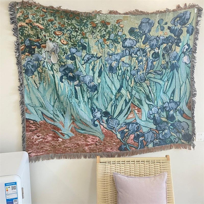 Tapiserijski prekrivač za kauč s motivom Monet Water Lilies, vintage pastoralni stil, težina 300–499 g, prvoklasna kvaliteta, pogodno za sve sezone